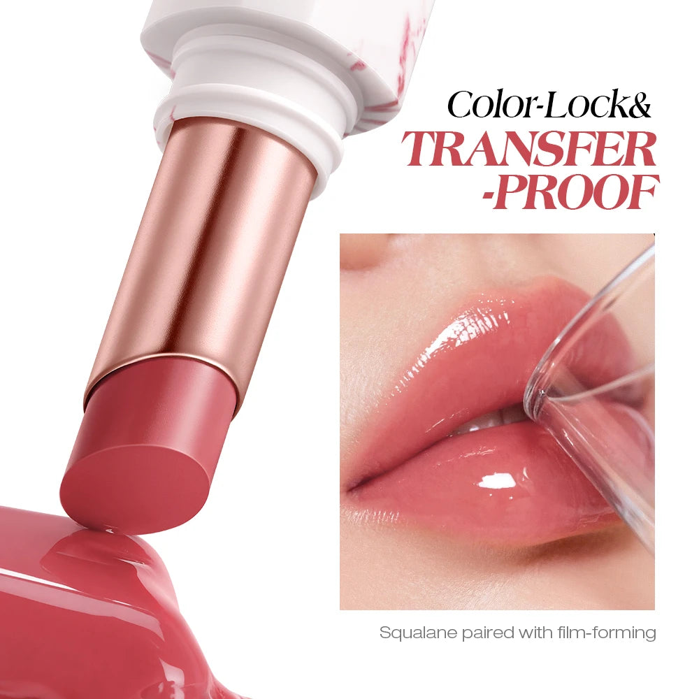 O.TWO.O Glossy Lipstick Lip Tint Mirror Ice-film 24h Moisturize Nourish Smooth Non-Sticky 3D Glossy Lip Glaze Lipstick Makeup