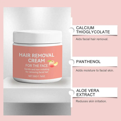 Facial Hair Removal Cream, Natural Aloe Vera Quick Gentle Fast-Acting Hair Remover Cream for Face & Lip, Moisturizing & Soothing