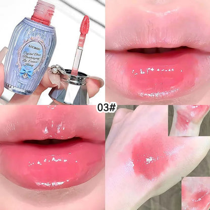 Lckgo Crystal Clear Moisture Lip Essence Gloss - Wrinkle Improvement Moisturizing Lip Balm, Mirror Gloss Lip Oil, Lipstick-Style Volume Lip Gloss
