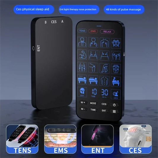 Digital Electric Pulse Muscle Stimulator–48 Massage Modes for Full-Body Therapy, Pain Relief + Sleep Aid & Rhinitis Photothera