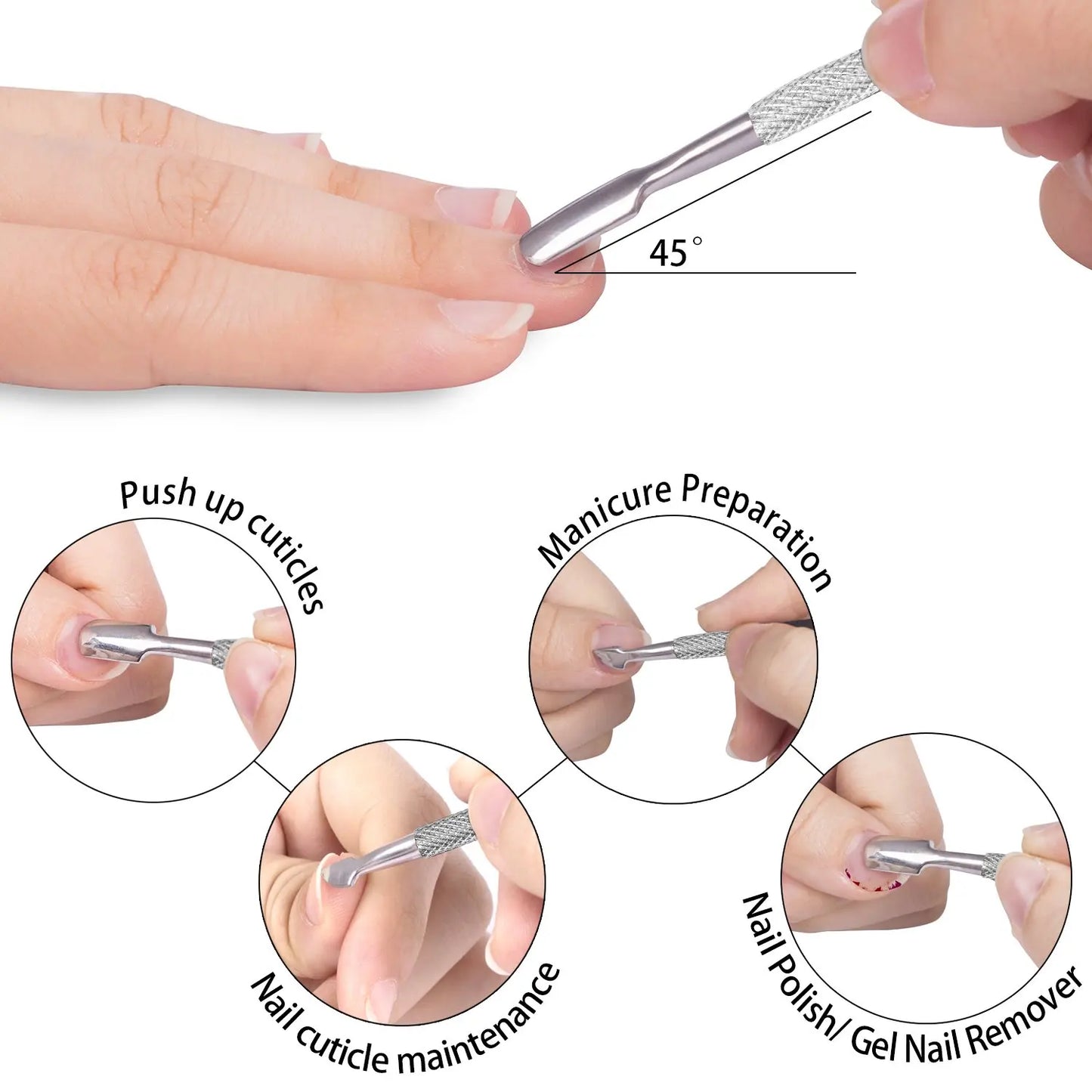 Stainless Steel Dual-Purpose Cuticle Nippers with Nail Pusher for Cuticle Removal And Trimming for Fingernails & Toenails