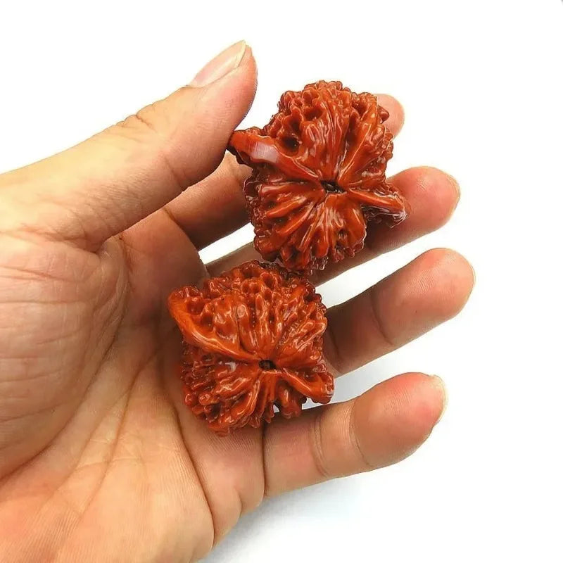 1 Pair Durian Thorn Wooden Massage Balls Set - Acupressure Therapy for Hands, Feet & Full Body Relaxation