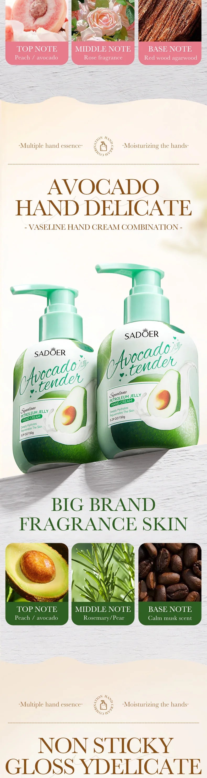 150g SADOER Fruits Hand Cream Moisturizing Whitening Anti Wrinkles Anti-Aging Hydrating Hands Skin Care Products