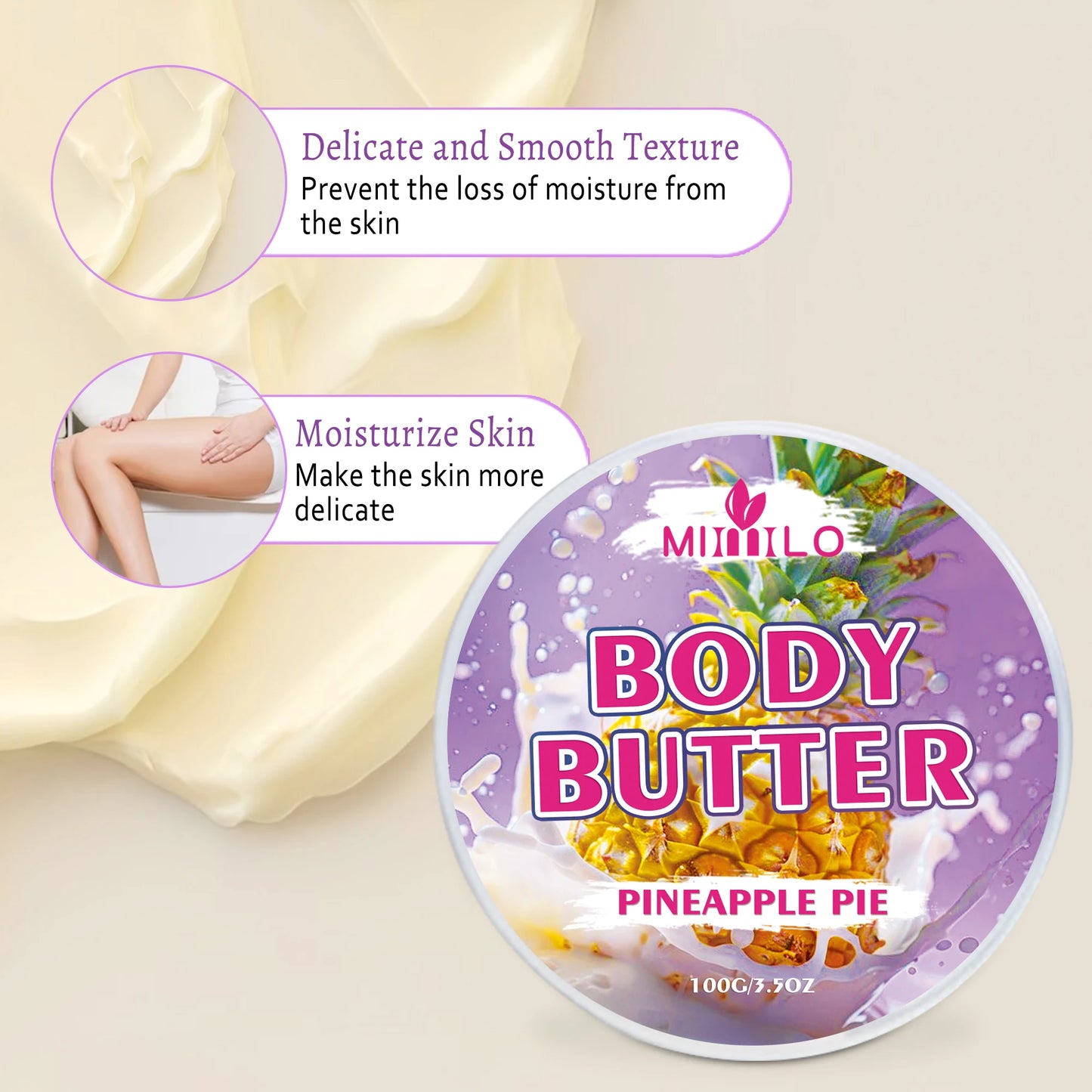 100g two bottles of body glaze - 8 flavors, daily nourishing and moisturizing - non-greasy, with storage bag
