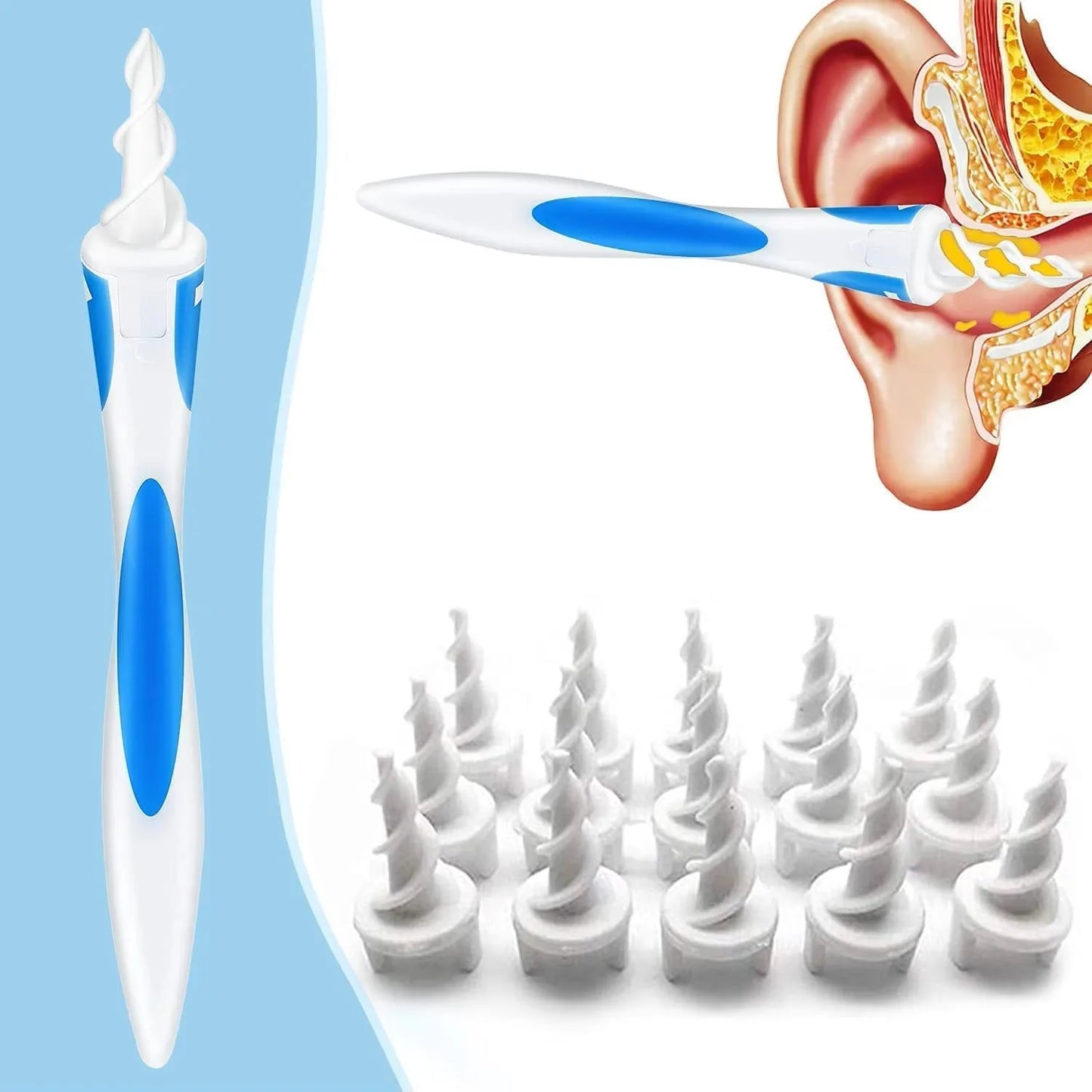 16pcs Ear Cleaning Tools Set Silicone Soft Spiral Ear Scoop Wax Removal Portable Personal Hygiene Ear Care Beauty Gadget