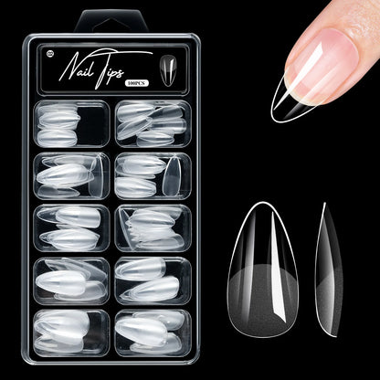 100pcs False Soft Gel Nail Tips Half/Full Cover Double-Use Press On Acrylic Nails Almond Coffin Stiletto Fake Nails Supplies