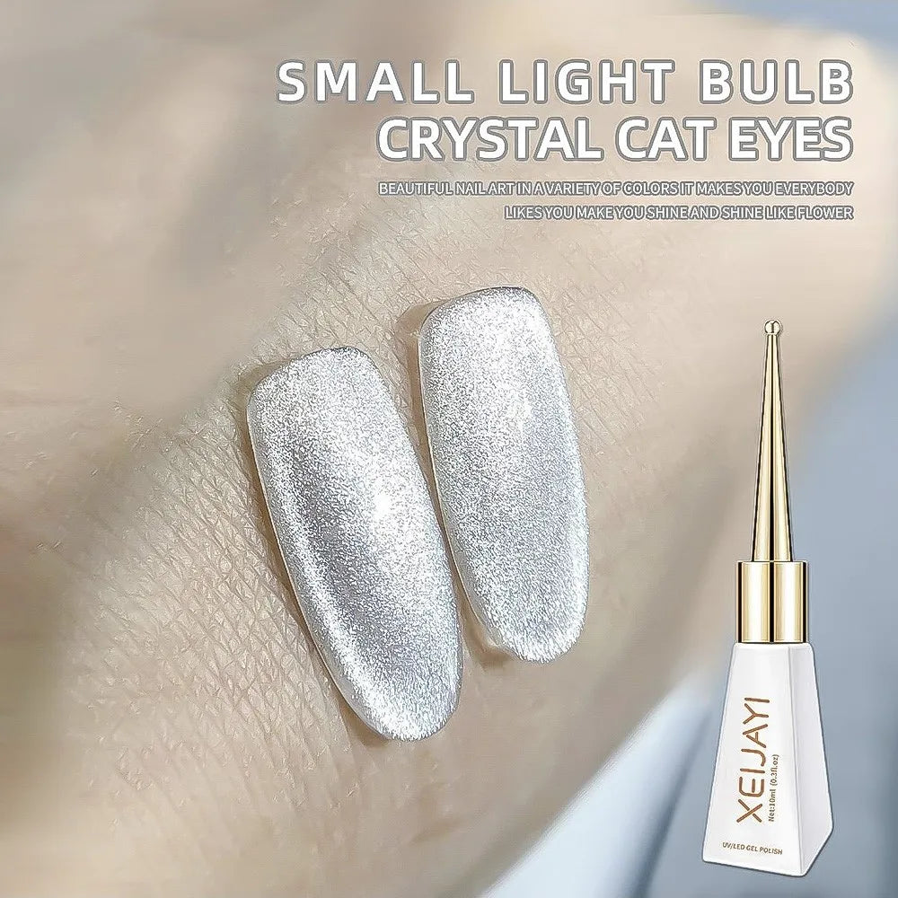 10ml Crystal Cat Eye's Magnetic Gel Nail Polish Reflective Glitter Cat Eye Gel Polish Nail Semi-permanent UV Gel Polish Manicure