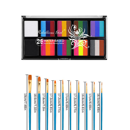 Body Face Painting Kit for Kids Adults,10 Color Face Makeup Palette with Brush,Halloween Carnival Artist Cosplay Art Party