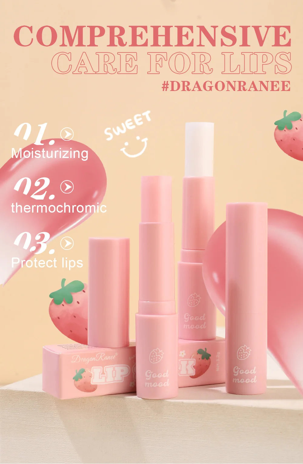 Long Lasting Color Change Lip Balm Moisturizing Hydrating Repair Lip Care Jelly Lipstick Fruity Tint Makeup