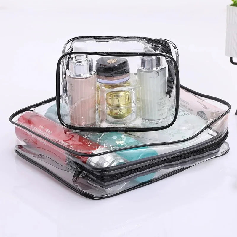 Simple Transparent Cosmetic Bag PVC Waterproof Clear Makeup Storage Case Travel Make Up Organizer Pouch Bath Toiletry Wash Bag