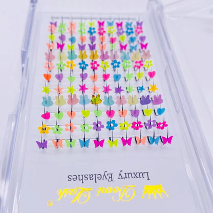Mink False Eyelashes with Butterfly Flower Heart Sequins, Glitter Individual Lashes Clusters Soft Fairy Lashes Party Makeup Lash