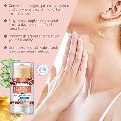 Retinol & Collagen Neck Cream Neck Face Firming Stick with Jojoba Oil Moisturizing Lifting Hyaluronic Acid for All Skin Types