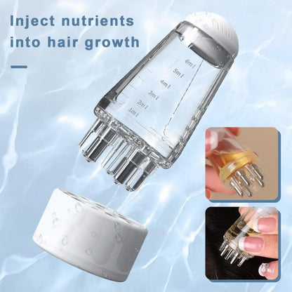 Hair Essential Oil Scalp Applicator Comb with Scale Removable Massager Brush 5 Rolling Ball Hair Growth Comb