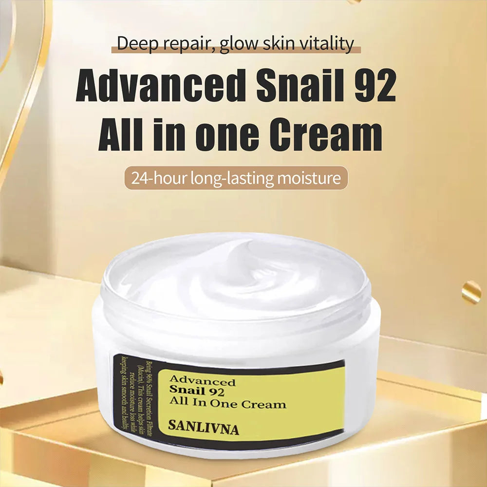 Sanlivna Korean Skincare Snail 92% Duo Set - All-in-One Cream for Fine Lines & Sensitive Skin