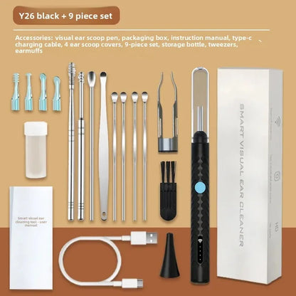 Wireless Ear Cleaner with Camera Ear Spoons and Clips WiFi Connection Waterproof Rechargeable Ear Wax Removal Tool