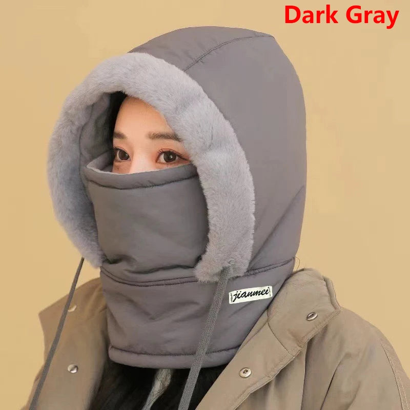 Unisex Down Cotton Women Men Balaclava Winter Hat Beanies Warmer Windproof Full Face Mask Caps Outdoor Bonnets Thickened Scarves