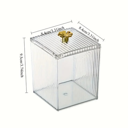 1/3pcs Clear Acrylic Makeup Organizer - Golden Handles Dustproof, Compact Desktop Vanity Box for Jewelry/Toothpicks/Beauty Tools