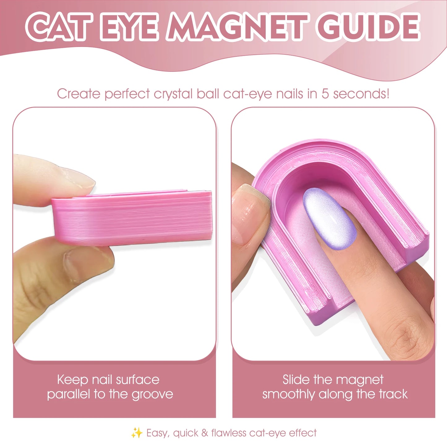 U-Shaped Magnetic Gel Polish Guide Tool Cat Eye Nail Magnet Assistant Holder Pad for Beginner DIY Manicure Magnetic Nail Art