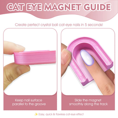 U-Shaped Magnetic Gel Polish Guide Tool Cat Eye Nail Magnet Assistant Holder Pad for Beginner DIY Manicure Magnetic Nail Art