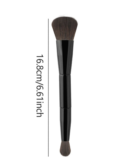 Dual Angled Round Contour Makeup Brush with Synthetic Bristles for Beauty Blending Liquid Powder, Concealer Blush (Black)
