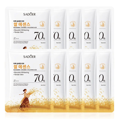 1/5/10PCS Rice Essence Face Sheet Mask,Niacinamide Hyaluronic Acid Hydrating Nourishing Brightening Tender Skin,Korean Skincare