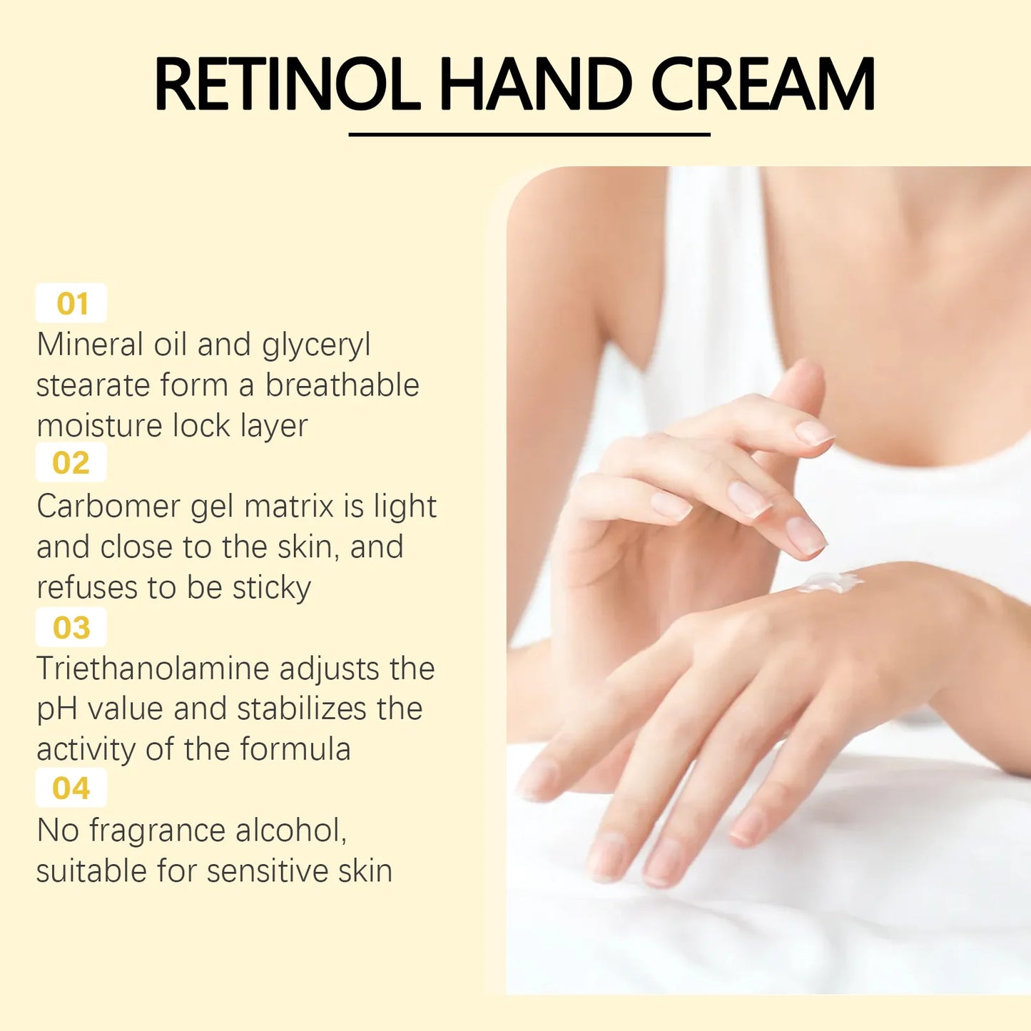 Retinol Hand Cream Firming Hand Lotion Retinol Moisturizer For Aging Dry Cracked Hands Hydrates & Soothes Dry Hands Non-Greasy