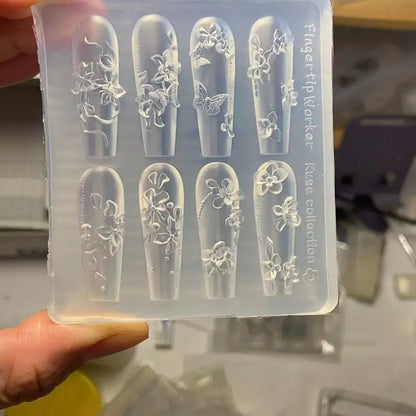 New3D Silicone Nail Mold Flower Bow Butterfly Nails Templates Transparent Mold DIY Nail Art Decor Stamping Plates Manicure Tools