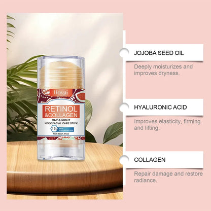 Retinol & Collagen Neck Cream Neck Face Firming Stick with Jojoba Oil Moisturizing Lifting Hyaluronic Acid for All Skin Types