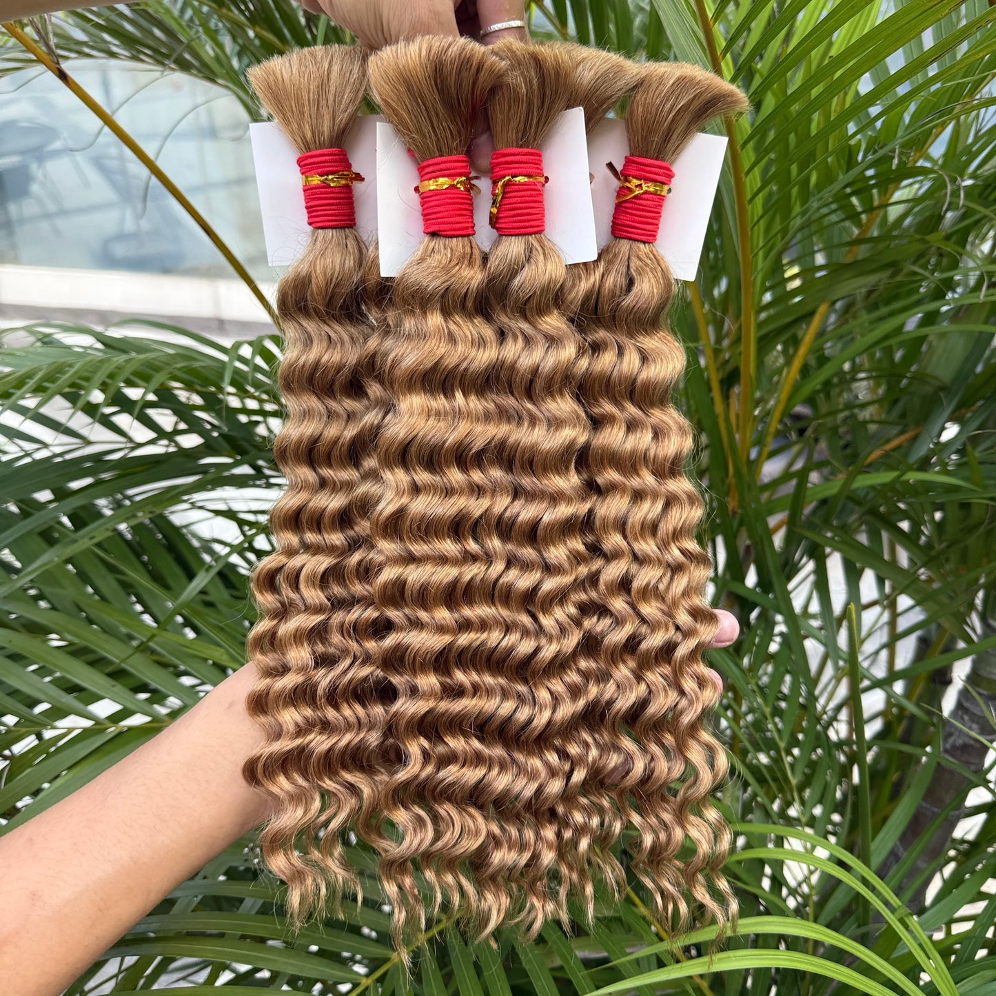 Bulk Human Hair for Braiding 22 24Inch Deep Wave Bulk Human Hair for Boho Braids No Weft 100% Curly Human Hair Bulk Crochet