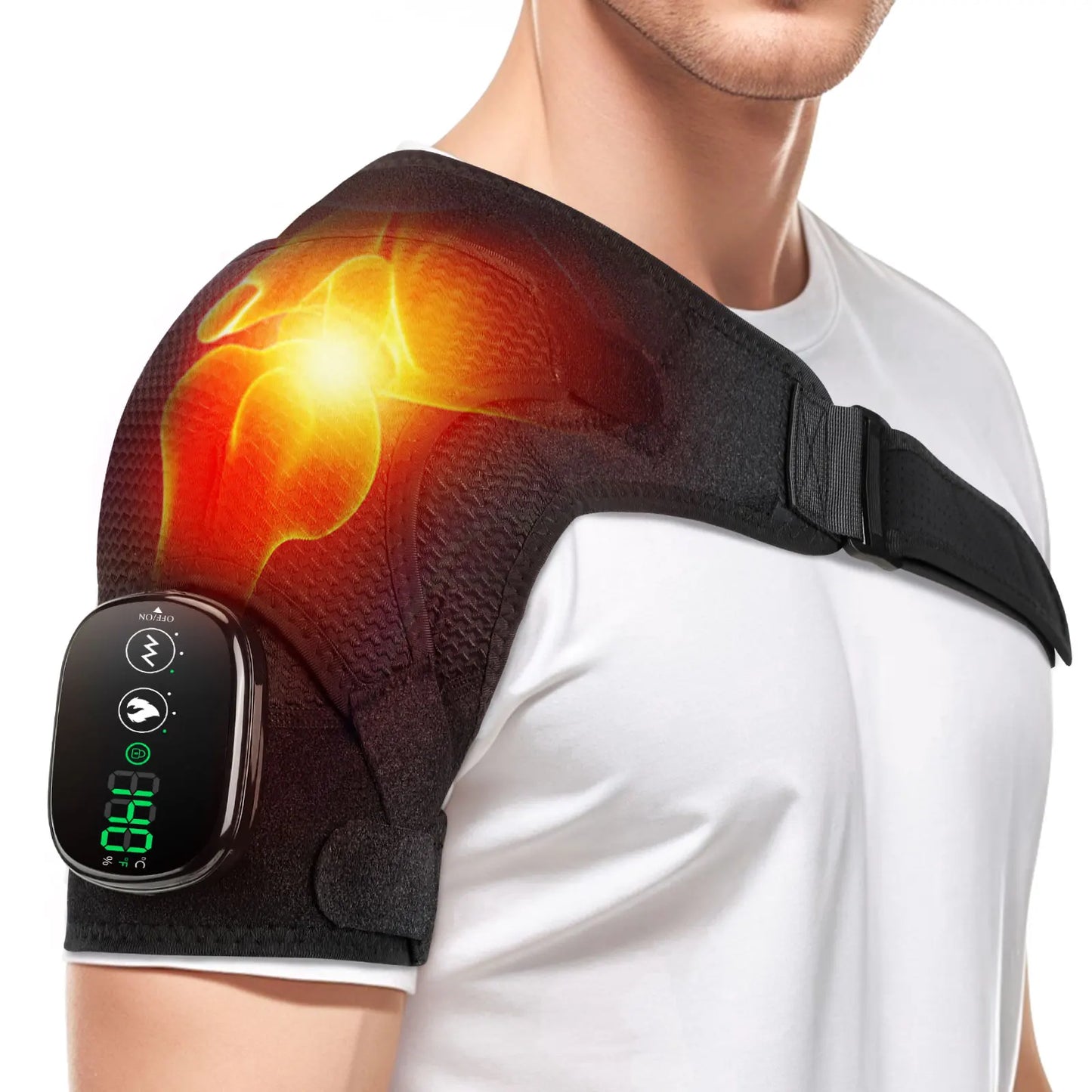Electric Heating Shoulder Massage Back Shoulder Brace Shoulder Support Adjustable Led Hot Compress Heating Belt