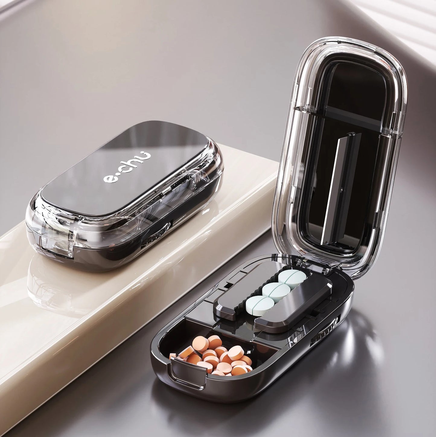 3in1 Medicine Cutter Precise Cutting Into Half / Third / Quarter Drug Divider Organizer Portable Tablet Splitting Pills Splitter