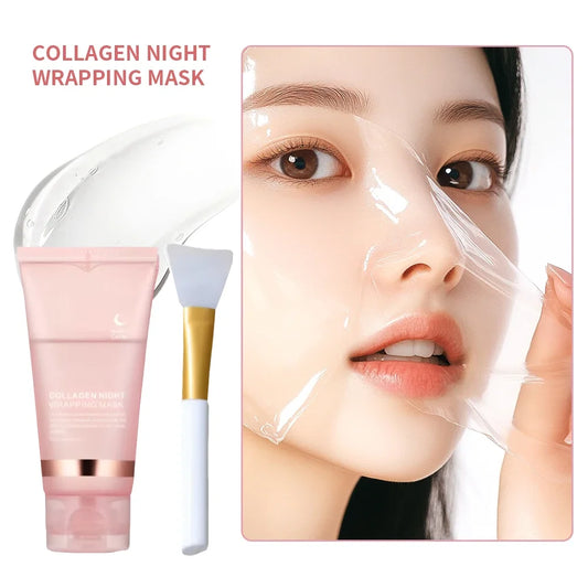 Collagen Facial Mask And Brush Set Rejuvenates Moisturizes Brightens Skin For Glowing Elasticity Korean Face Care Treatment