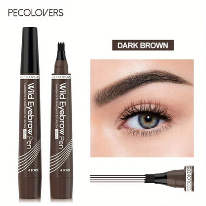 4 Forks Eye Brow Pen, 5 Color Natural Matte Liquid Tint Makeup Long Lasting Waterproof Eyebrow Smudge Proof Cosmetic