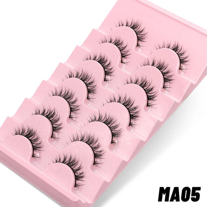 GROINNEYA Manga Lashes 5/7 pairs Eyelashes 3D Natural False Lashes Fluffy Soft Cross Wispy Natural Eyelash Extension Makeup