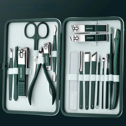 8-18pcs/set Nail Cutter Set Stainless Steel Nail Clippers Set With Folding Bag Manicure Kits Scissors Makeup Beauty Tool