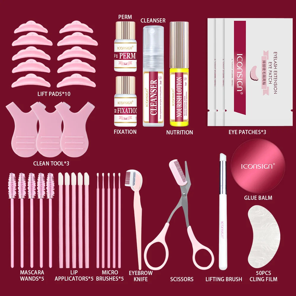ICONSIGN 2IN1 Professional Fast Perming LASH & BROW Liftng Kit Lasting 6-8 Weeks Mascara Lifting Eyelashes Enhancer Makeup Tool