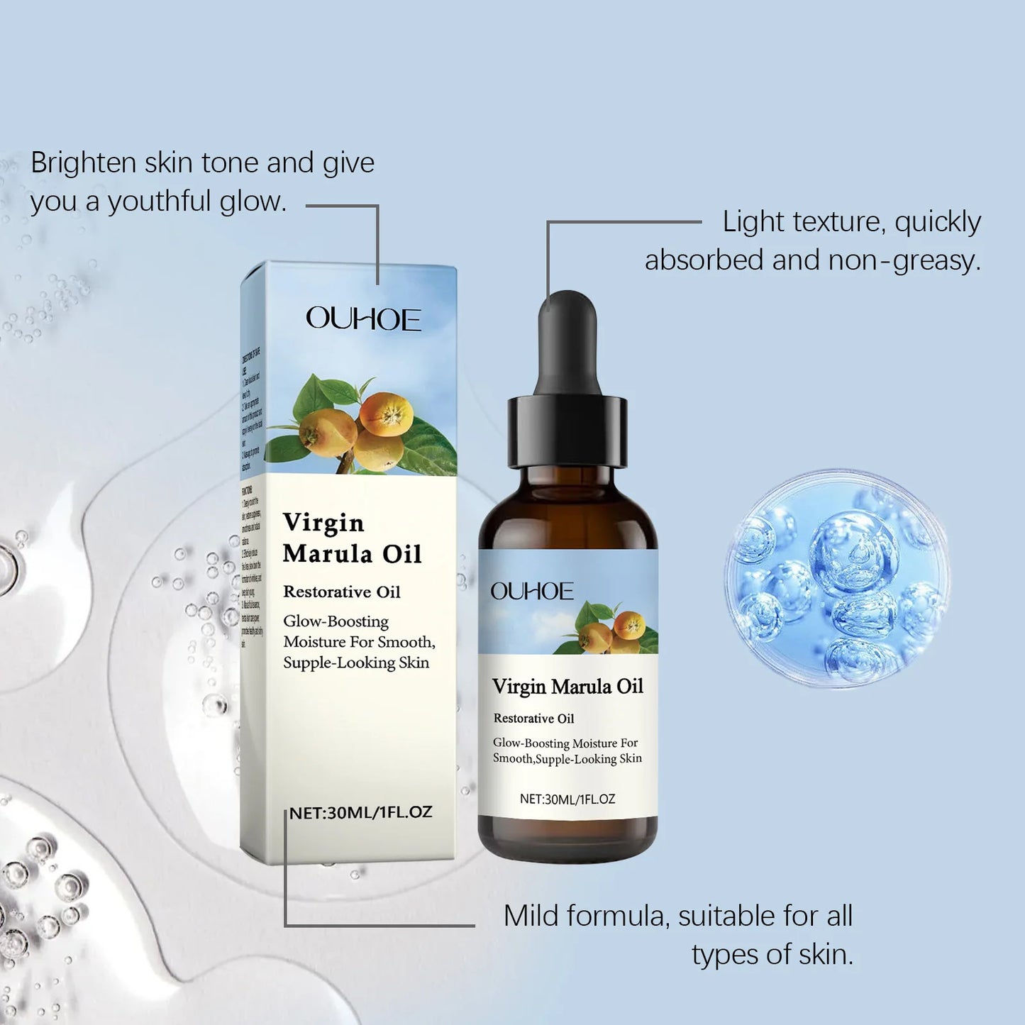Virgin Marula Luxury Facial Oil Anti-Aging Fade Fine Lines Repair Tightening Shrink Pores Moisturizer Brighten Nourish Skin Care