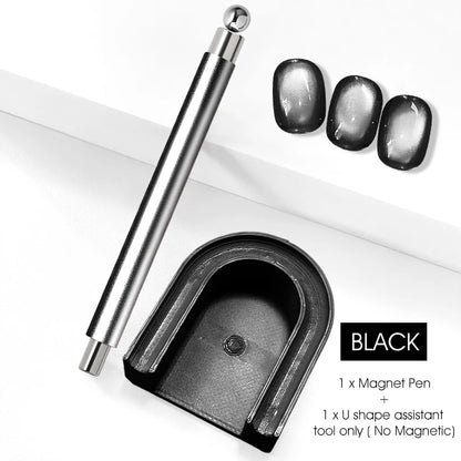 U-Shaped Magnetic Gel Polish Guide Tool Cat Eye Nail Magnet Assistant Holder Pad for Beginner DIY Manicure Magnetic Nail Art