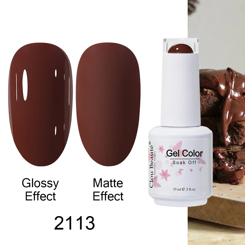 Clou Beaute 15ml Nail Gel Polish Warm Color Dark Red Brown Semi Permanent Nail Art Manicure Soak Off LED UV Varnishes Lacquer