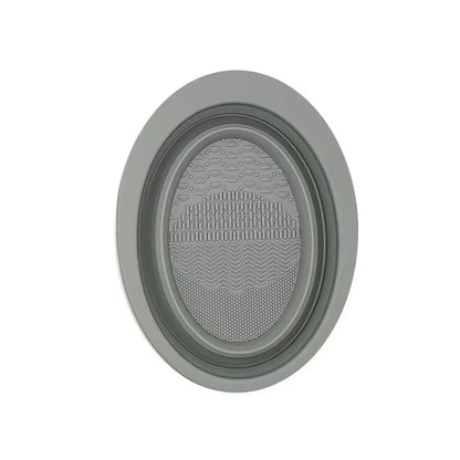 Multi-functional Silicone Makeup Brush Cleaning Bowl Powder Puff Beauty Washing Scrubber Pad with Folding Brush Holder