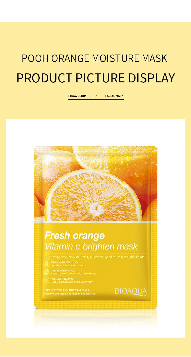 8pcs BIOAQUA Fruit Face Mask Moisturizing Facial skincare Anti-aging Whitening Facial Masks Face Sheet Mask Skin Care Products