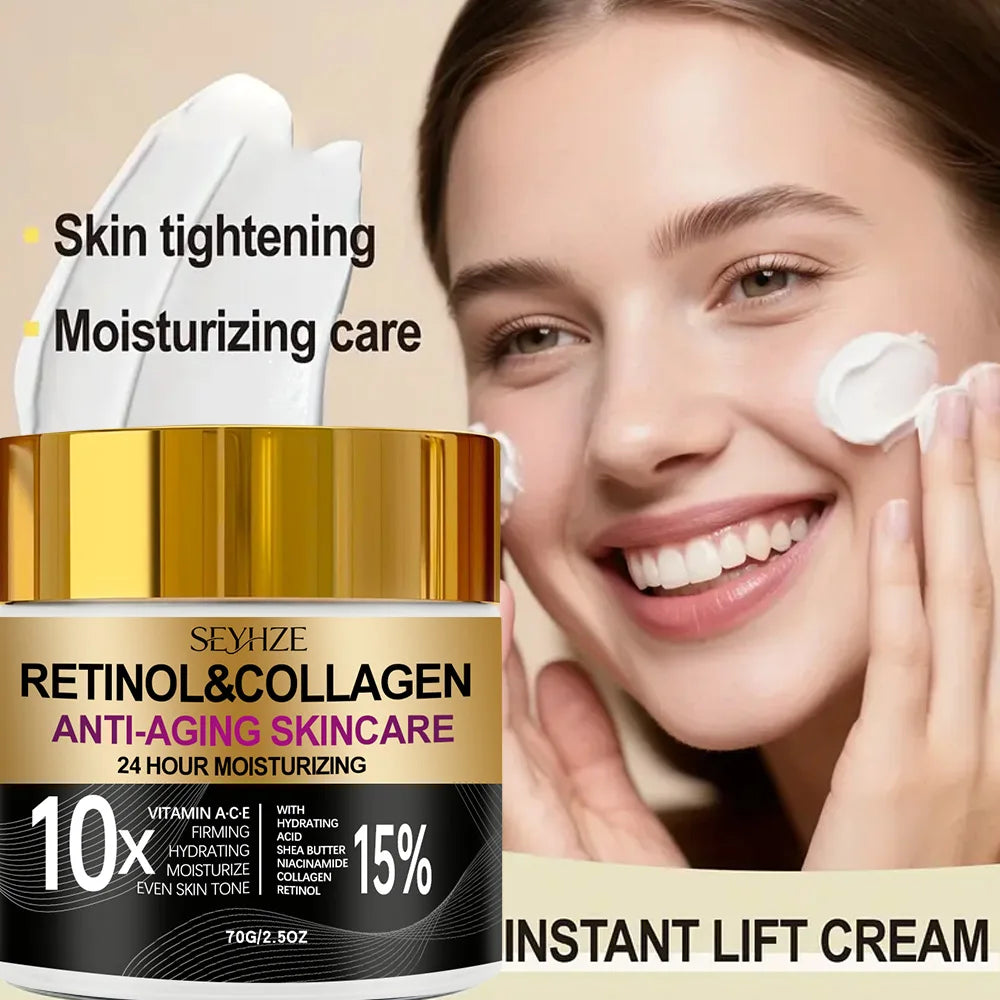 SEYHZE Retinol Collagen Moisturizing Day And Night Cream 15% Vitamin a B C E Shea Butter Hyaluronic Acid Niacinamide Plant Extra