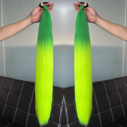 Synthetic 2Pcs Straight Ponytail With Elastic Hair Tie Colorful Braiding Ponytail Hair Extensions Hair Accessories For Women