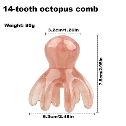Octopus Massage Comb 8/14 Tooth Resin  Korean Hair Care Acupressure Stress Relief Anti-Hair Loss Portable Head Massager for Home