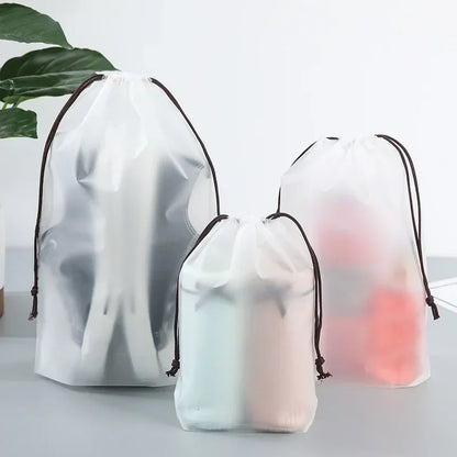 1pc Cute Cartoon Clear Drawstring Storage Bags Women Girls Transparent Bathroom Organizer Towel Brush Cosmetic Makeup Bags