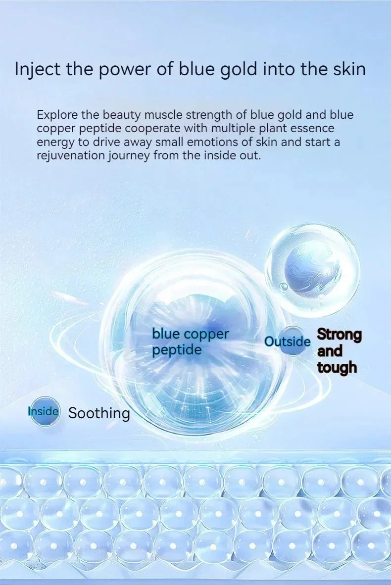 Blue Copper Peptide Freeze-Dried Powder Set Oligopeptide Anti Wrinkle Essence Shrink Pores Acne Treatment Skincare Serum