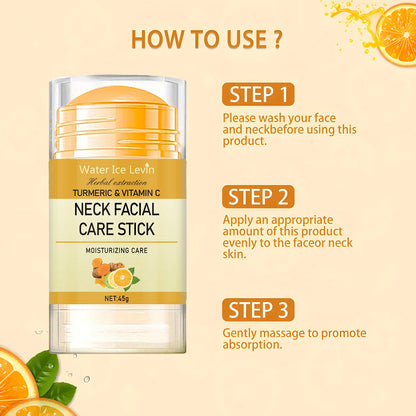 Turmeric & Vitamin C Neck Care Stick, Moisturizes with Herbal Extracts for Smooth, Glowing, Elastic Neck Skin