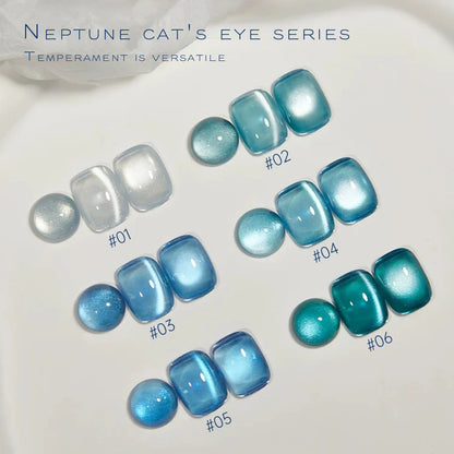 12ML 1-6PCS Blue Glass Bead Island Magnetic Moonlight Cat Eye Gel Nail Polish 2025 New Style Popular Gel Polish Nail Supplies