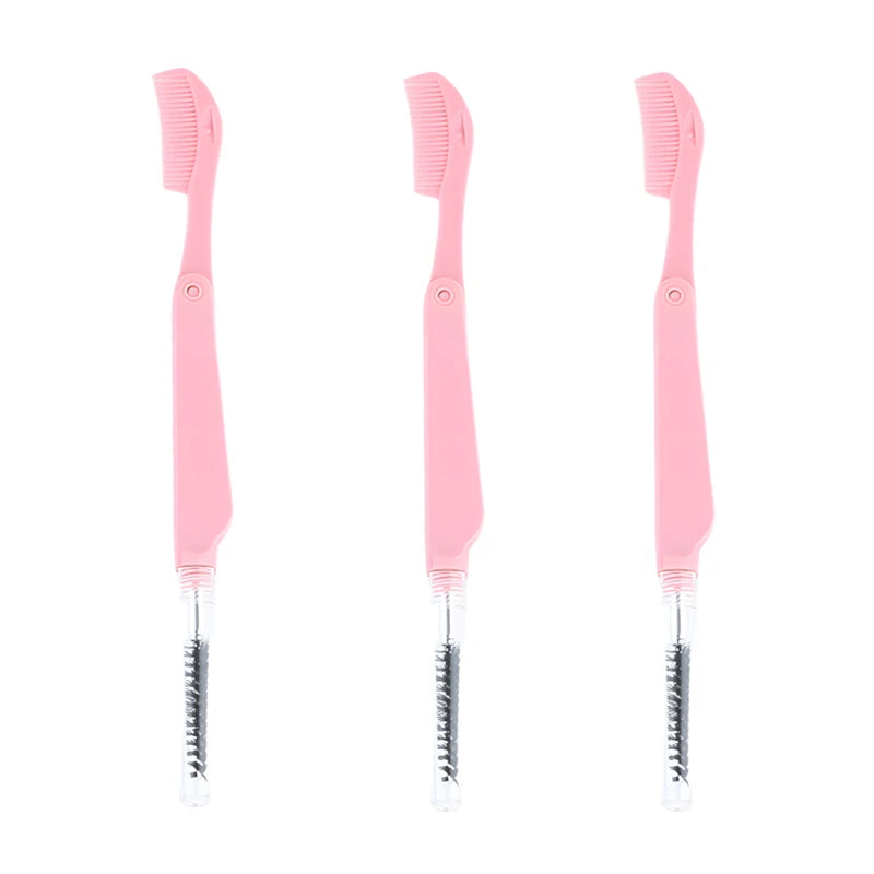 3PCS Stainless Steel Dual-Ended Eyelash Comb & Eyebrow Brush – Makeup Artist-Recommended Beauty Tool