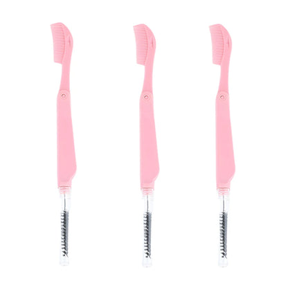 3PCS Stainless Steel Dual-Ended Eyelash Comb & Eyebrow Brush – Makeup Artist-Recommended Beauty Tool